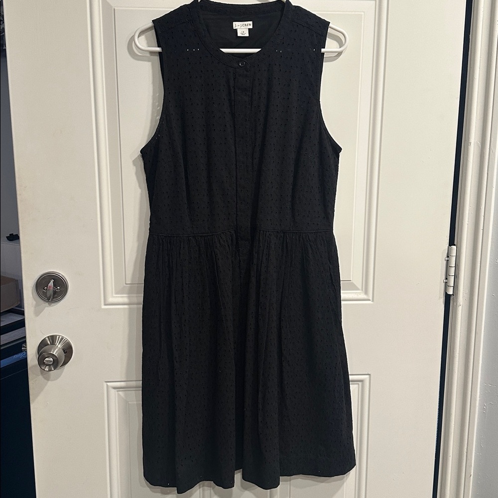J by J.Crew black eyelet dress size 12 button down pockets cotton lined